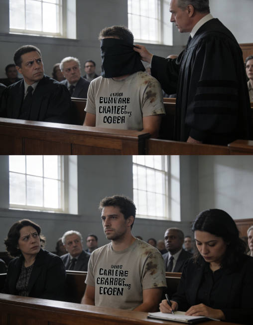 The man is wearing a faded T-shirt.