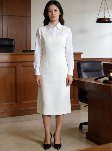 The woman is wearing a solid-colored blouse.